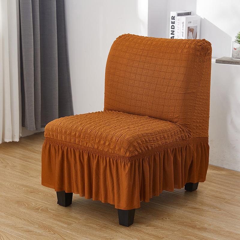 

Armless Sofa Chair Cover Solid Color Elastic Seersucker Skirt Home Hotel Chair Covers Detachable Single Seat Lazy Sofa Slipcover