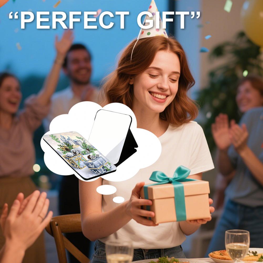 Arte com Diamantes DIY Espelho de Cristal Brilhante Forma Especial Strass Espelho de Maquiagem Espelho de Mesa para Viagem ao Ar Livre Caminhada Piquenique