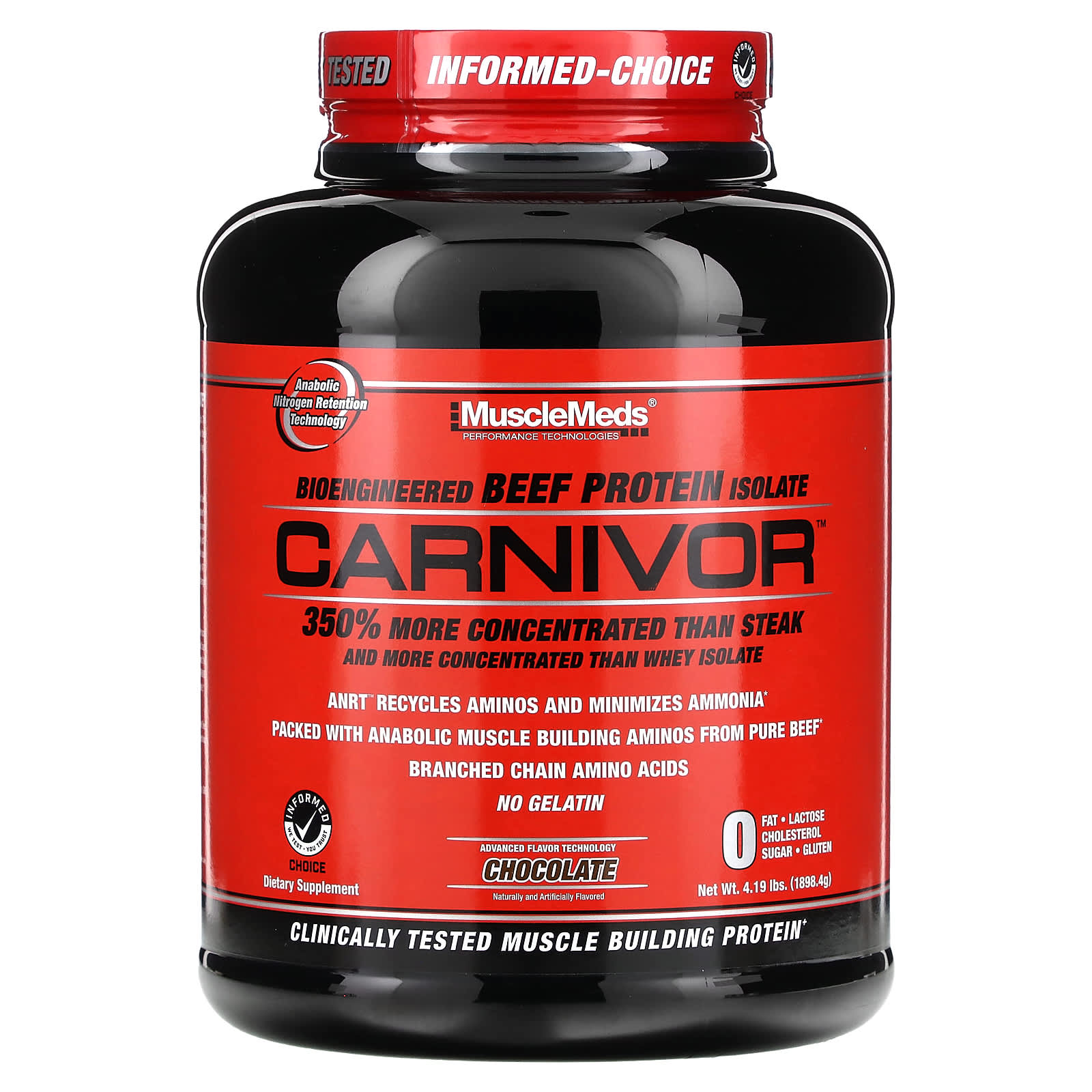 

Carnivor, Bioengineered Beef Protein Isolate, Chocolate Flavor, 1,898.4G (4.19Lb)