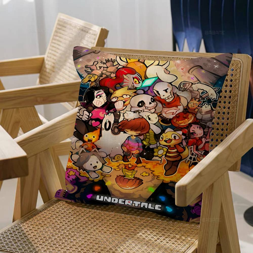 Anime Undertale Game Pillow Covers Cartoon Sofa Decorative Home Double-sided Printing Short Plush Cute Cushion Cover