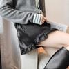 Women Coffee Ruffle Trim PU Leather Shorts Y2K Maillard A Line Hot Pants Autumn Winter