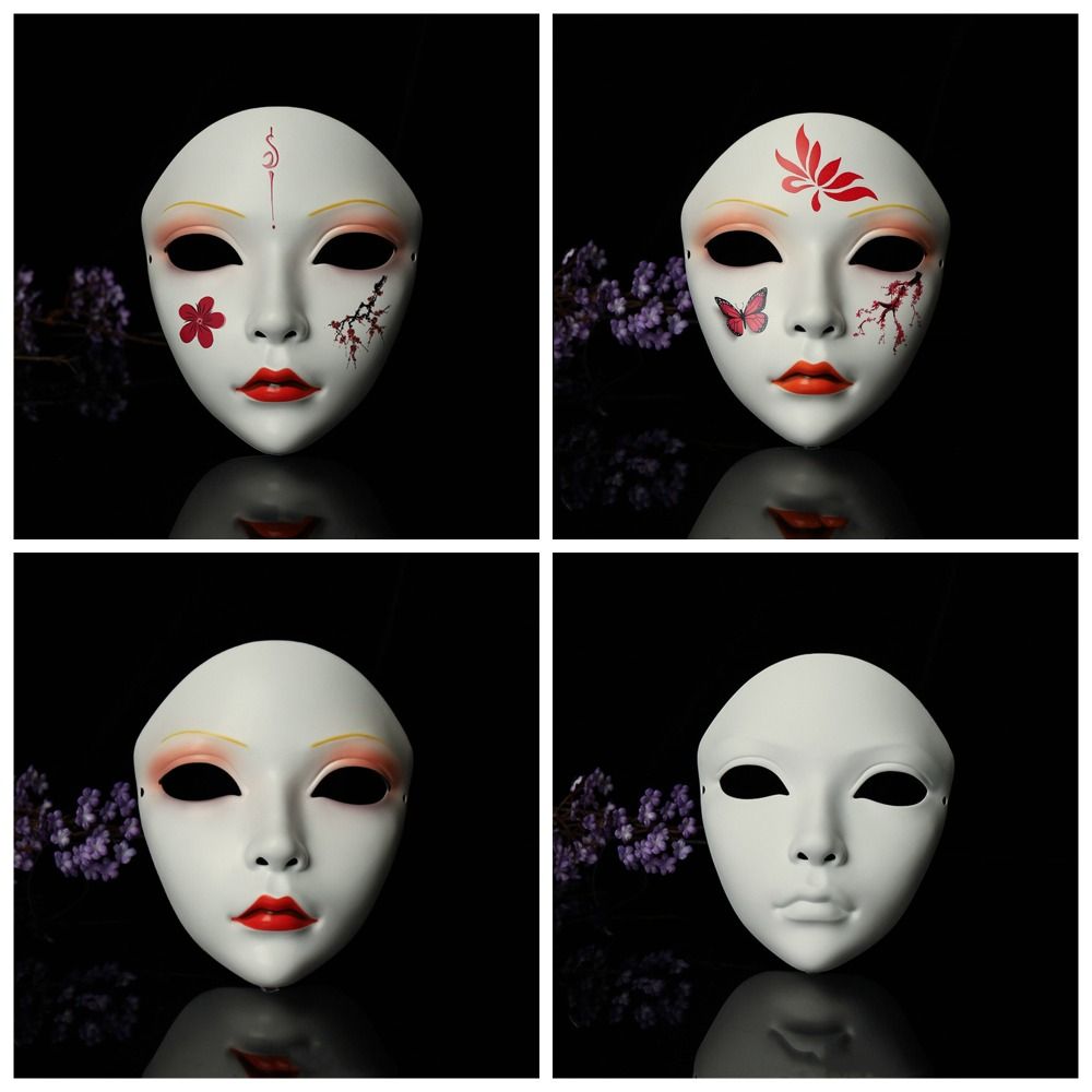Full Face Hanfu Cosplay Mask Flower Japanese Mask Toy Performance Cosplay Geisha Mask  Gift