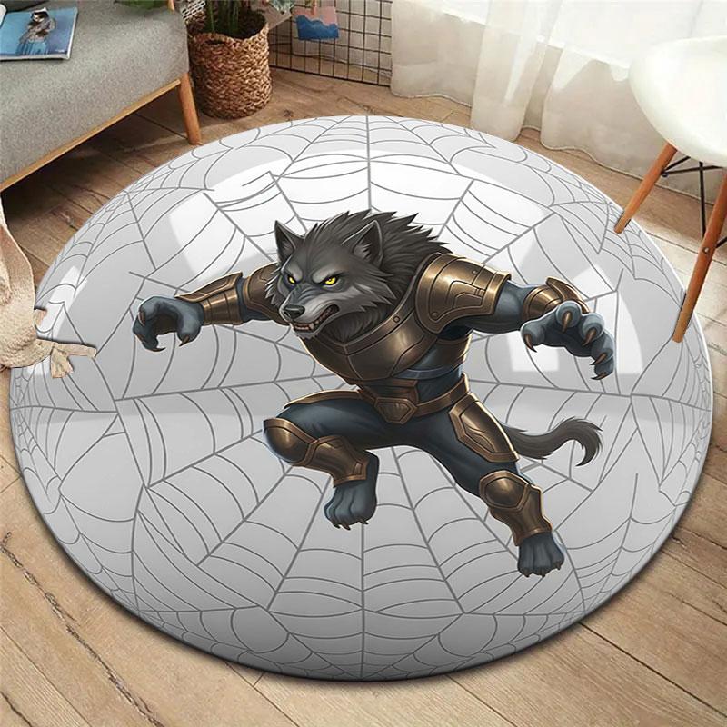 AnimalHeroes Round Area Rug,Carpet Rug for Living Room Bedroom Sofa Playroom Decor,Non slip Floor Mat
