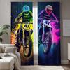 2 Stück bunte Motorrad-Print-Vorhänge, geeignet für Schlafzimmer-, Wohnzimmer-, Küchen-Dekoration, Heimdekoration, Vorhänge für Schlafzimmer