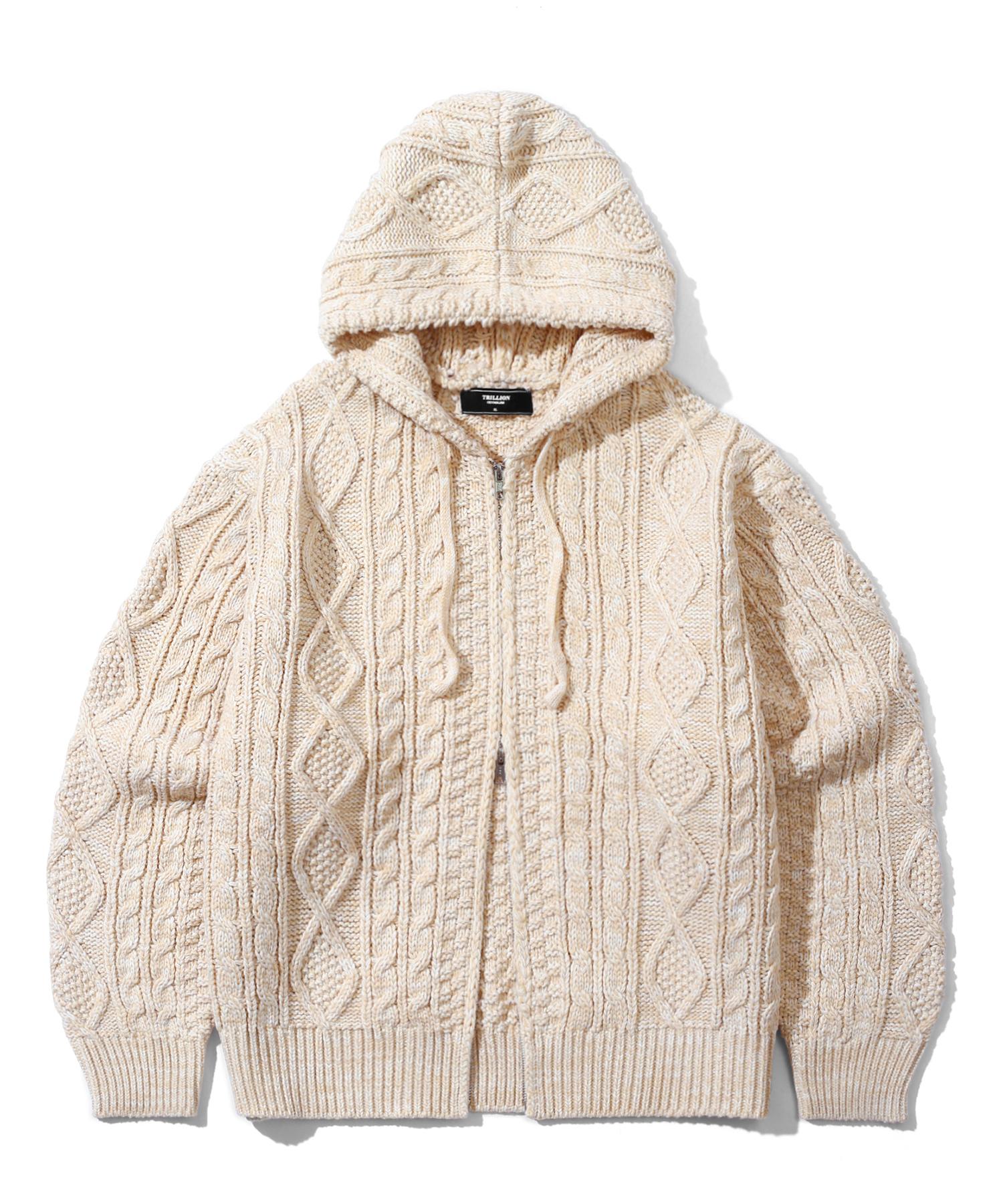 Trillion Washable Aran Cable Hooded Zip-Up