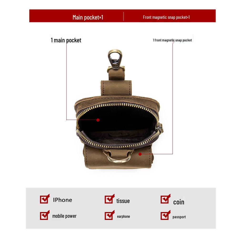 Men's Retro Cowhide Fanny Pack: Genuine Leather Multi-Functional Phone Belt Bag