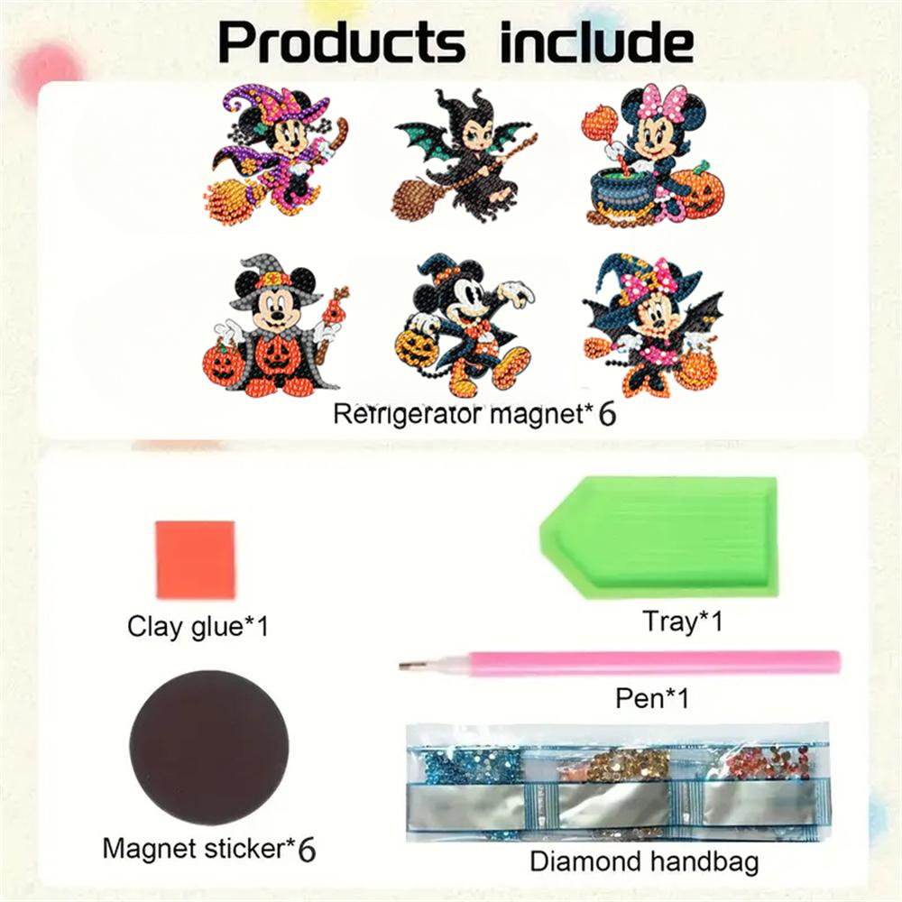 6pcs/Set Magic Pumpkin Series Diamond Painting Magnets for Refrigerator Diamond Art Fridge Magnets for Adults Diamond Art Refrigerator Magnets Kits