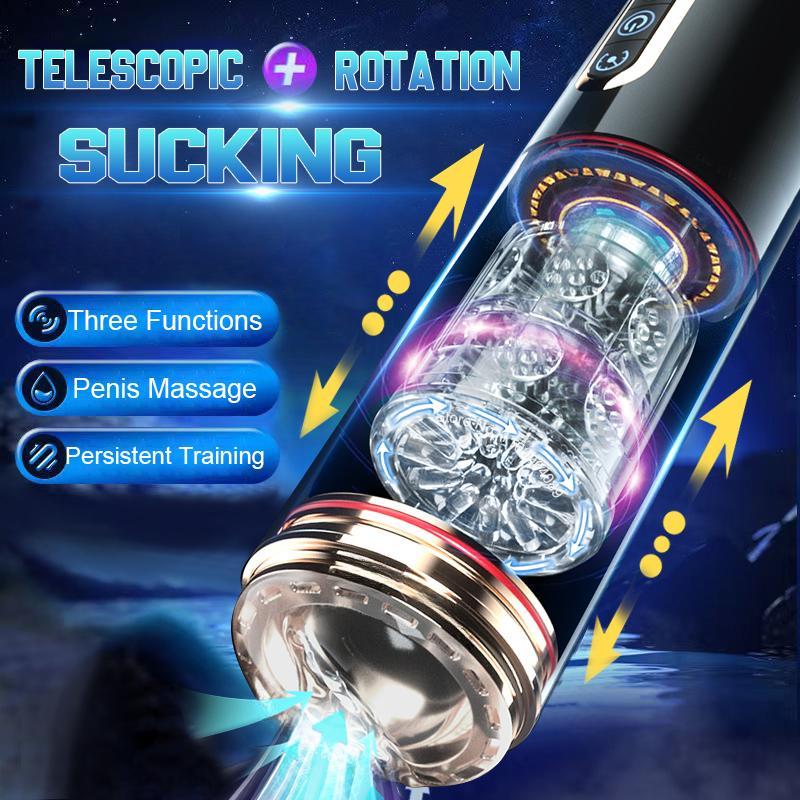 2025 Automatic Sucking Telescopic Rotating Masturbation Cup Male Sex Toys 5D Sensual Big Granules Real Vagina Pocket Oral Sex Adult 18+