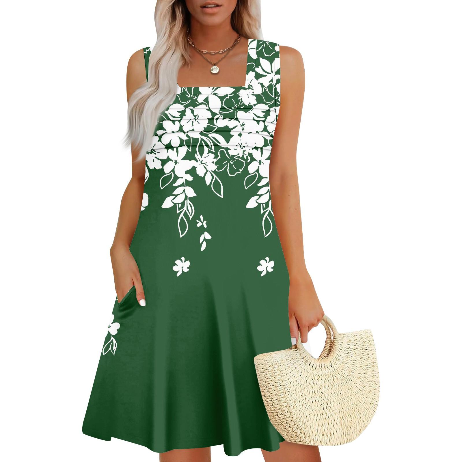 

Женские летние повседневные лепестковые узкие полосатые плиссированные однотонные платья L армия зеленый