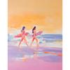 Pink Watercolor Ocean Waves Seascape Poster Oyster Shell Beach Umbrella Surfing Canvas Printing Wall Art Picture Home Decor