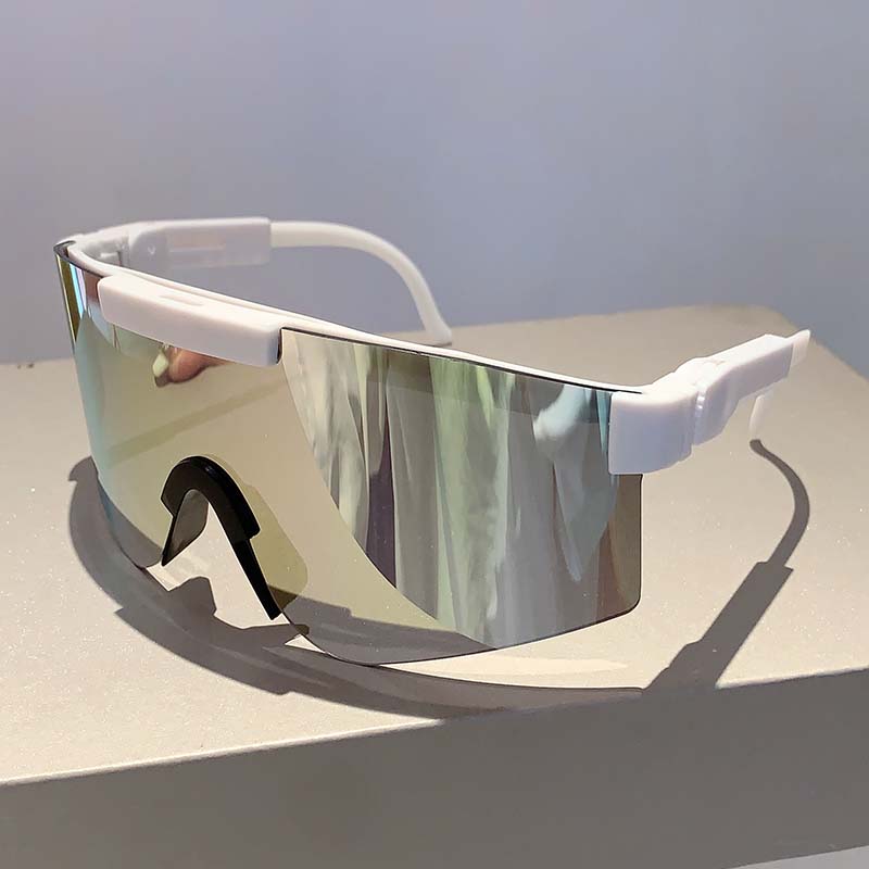 Oversized Sports Sun Glasses  Wrapped Round Mirror Outdoor Cycling Goggle Trendy Futuristic Punk Sunglasses for Men