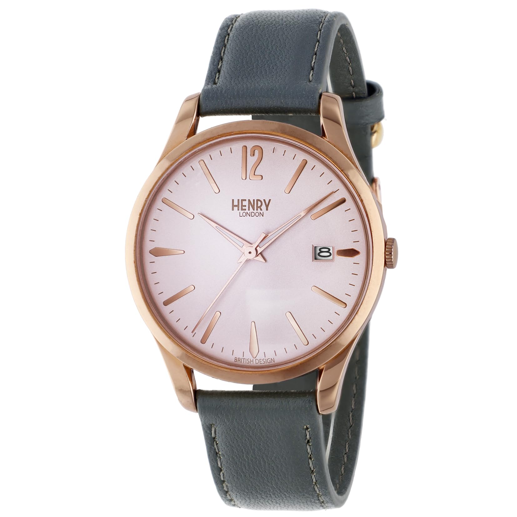 [HENRYLONDON] Unisex Watch Henry London Shoreditch HL39-S-0156-GY Quartz Water-Resistant for Daily Use Plastic Pink Dial Stainless Steel розовый