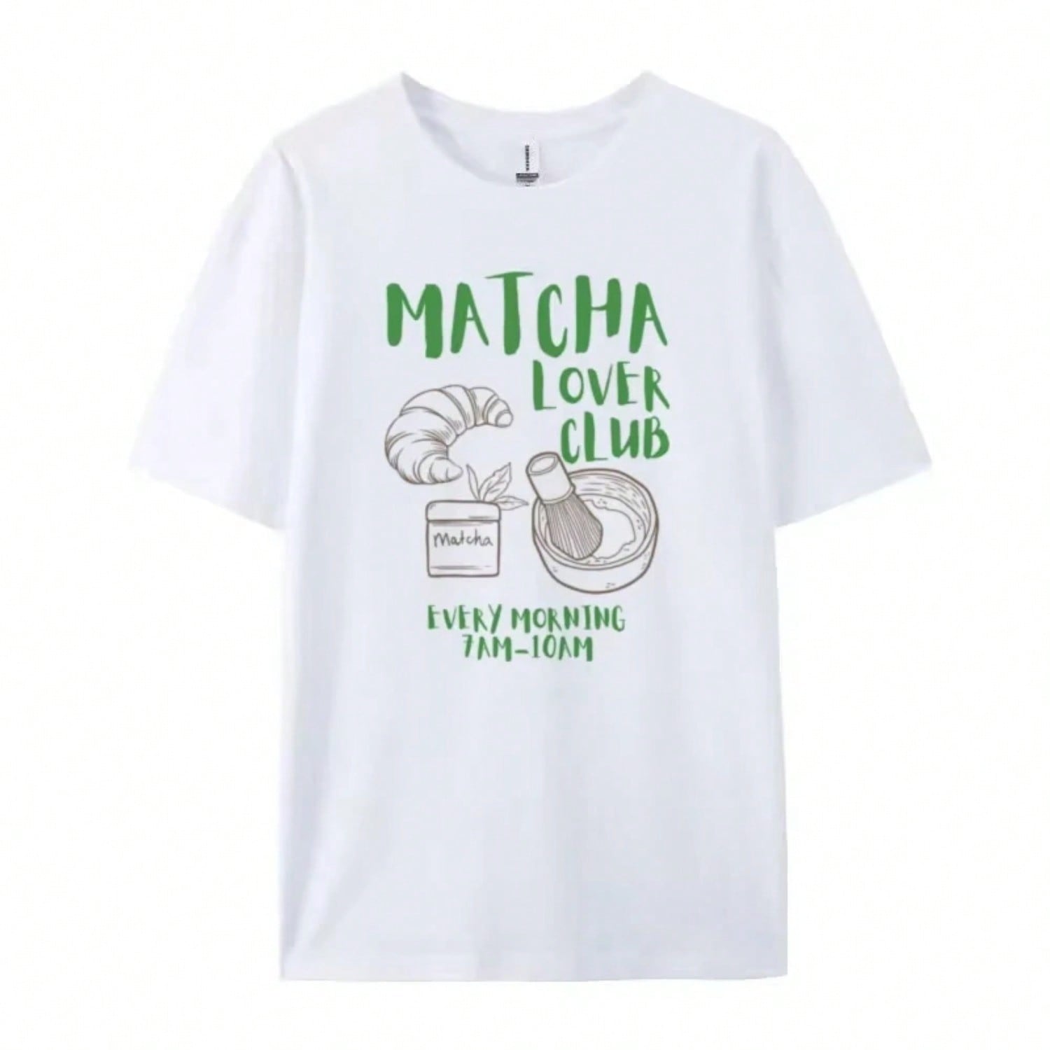 Matcha Lover Club unisex Retro Foodie T-Shirt Unisex Top Gift Vintage T-Shirt Cute Tea Lover T-Shirt Short Sleeve Loose S разноцветный