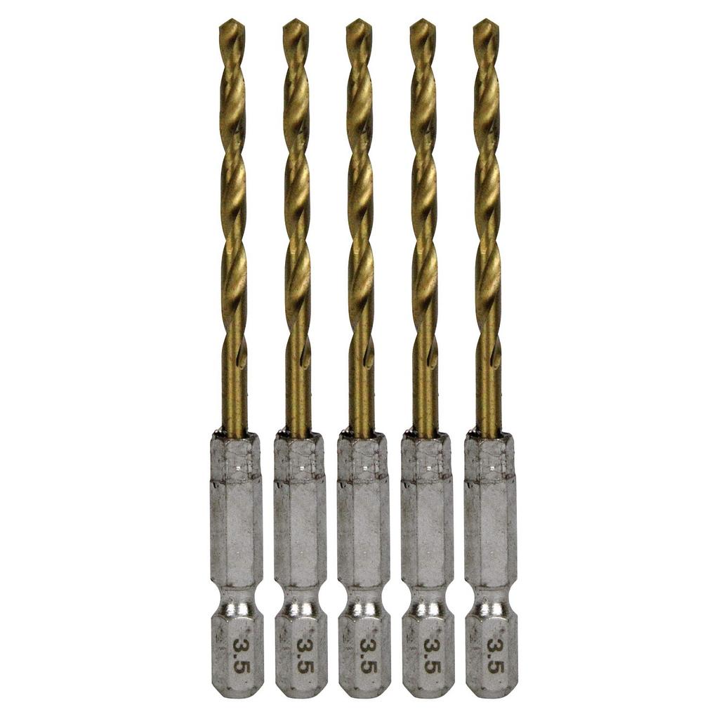 SK11 Hex Shank Tin Iron (ESK 11) Drill, Standard, 5-Piece Set, 3.5mm