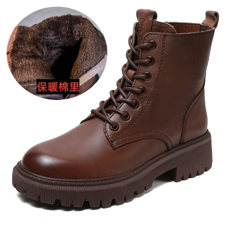 

Женская обувь осень-зима 2025, новые повседневные ботинки Мартин из первого слоя коровьей кожи, ботинки в британском стиле, женские короткие ботинки 40