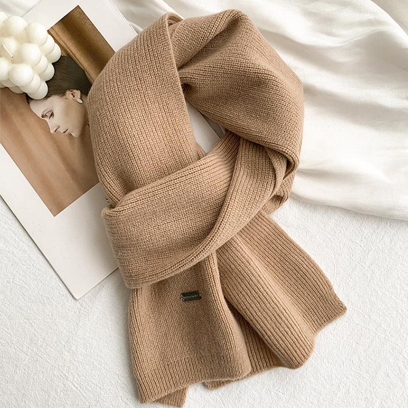 Scarf Women's Winter Scarf Solid Color Versatile Korean New Popular Winter Soft Knitting Men