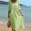Abito da Donna Elegante Casual a Girocollo a Manica Lunga Monocolore Nuovo Stile Primavera/Estate