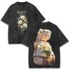 Harajuku Anime Frieren T-shirt Vintage Y2k Washed Tshirt Oversized T Shirt For Men's Clothing High Quality Pure Cotton Tees Tops