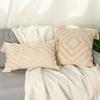 Tufted Cotton Fabric Pillowcase Simple Nordic Style Geometric Tassel Decoration Cushion Case Invisible Zipper Soft Throw Pillow Cover