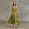 Women Halter Neck Sleeveless Polka Dot Belted Midi Dress Casual Flowy Summer Dress