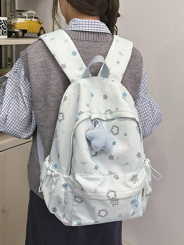 Stilvoller Mädchenrucksack mit Sternenaufdruck, Nylon, leicht, lässig, für Teenager