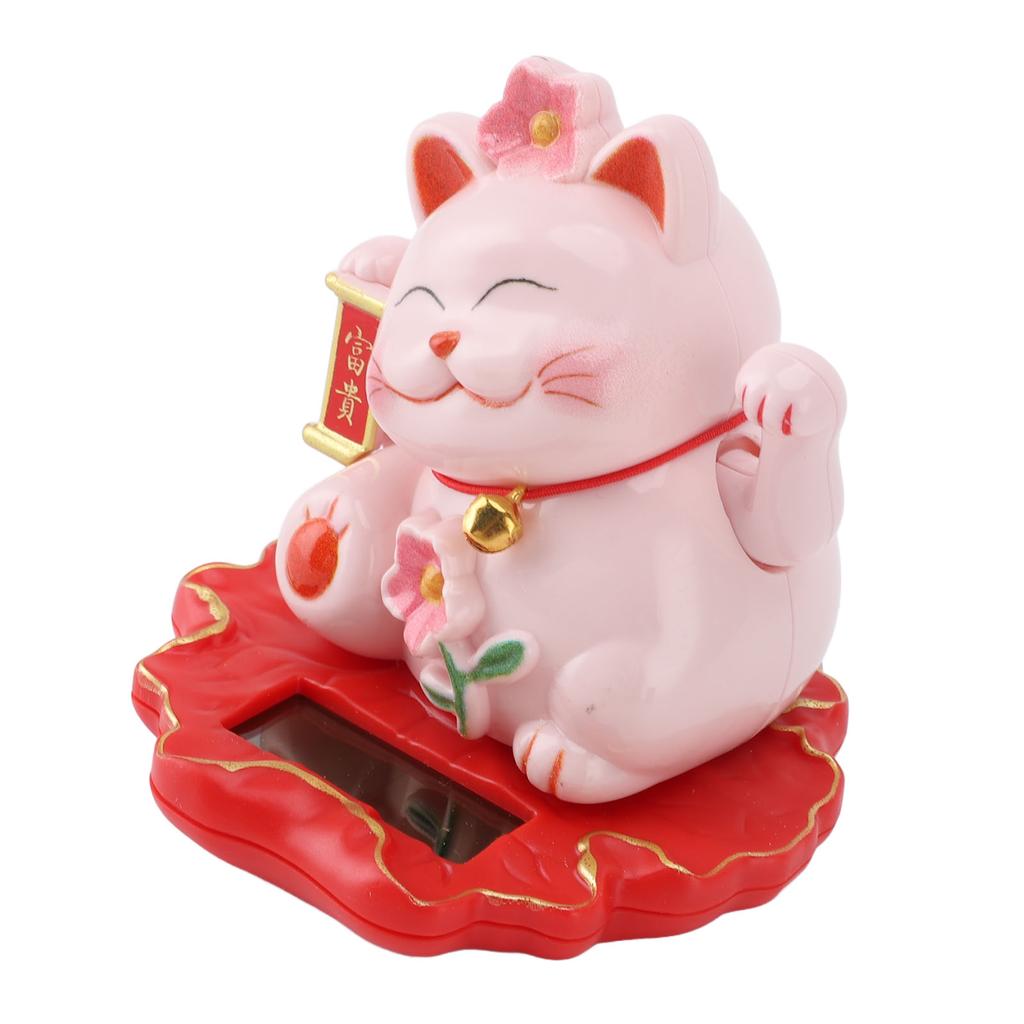 Lucky Cat Waving Arm Ornament ABS Solar Powered Light Induction Wealth Welcoming Cat Decoration for
