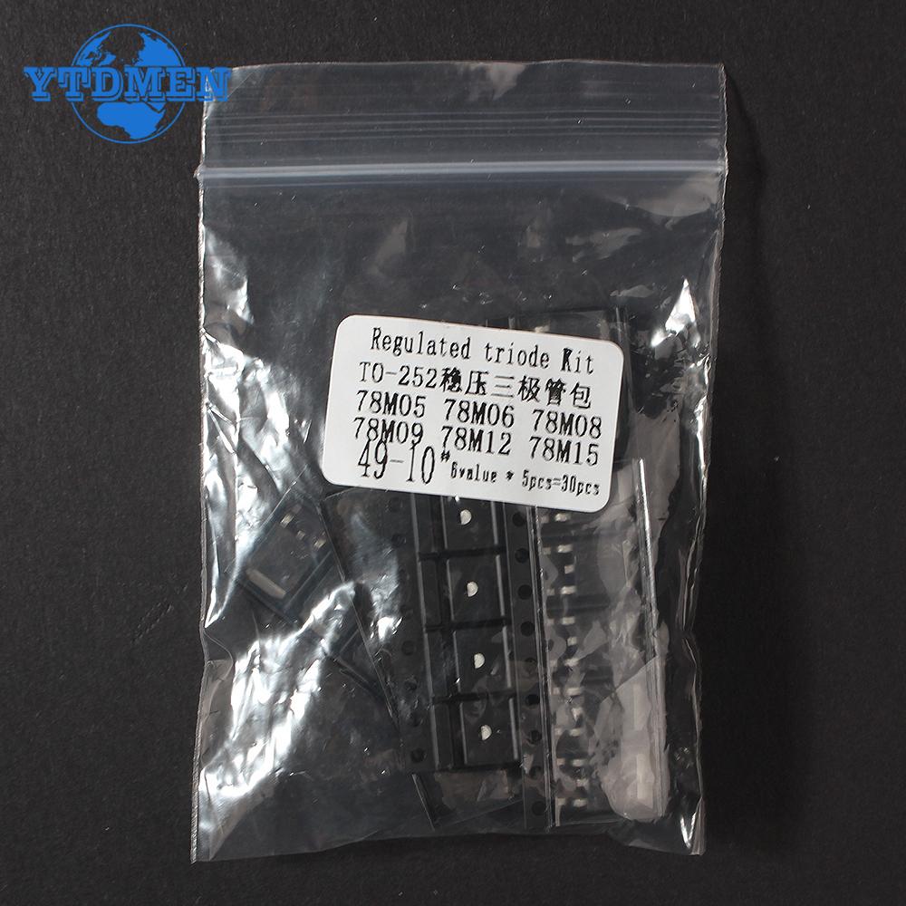 30PCS SMD Voltage Regulator Triode 78M05 78M06 78M08 78M09 78M12 78M15 TO-252 Voltage Regulator IC Kit 5V 6V 8V 9V 12V 15V