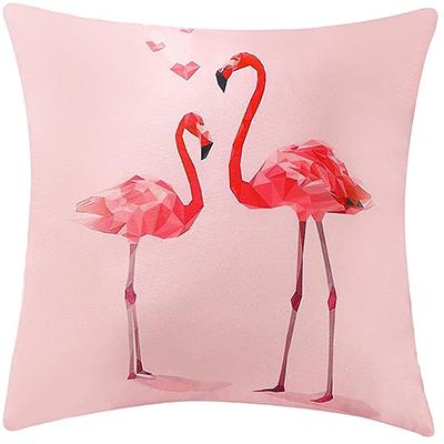 Flamingo Pillow Pillowcase 45 X45Cm Decorative Pink Pillowcase Leaves Cushion Cover Sofa Summer Holiday Home Decoration