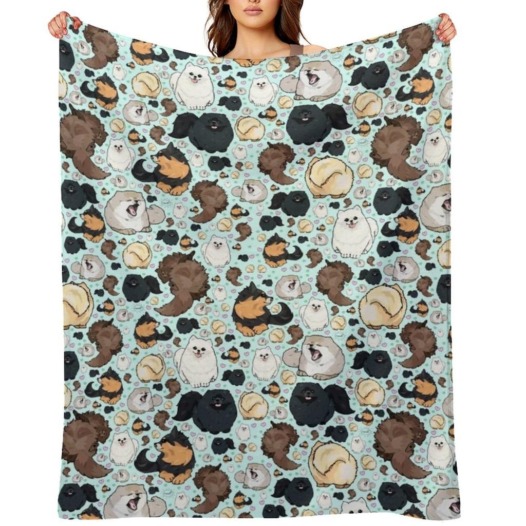 Pomeranians Throw Blanket Bed Fashionable Flannels Wednesday Giant Sofa Blankets