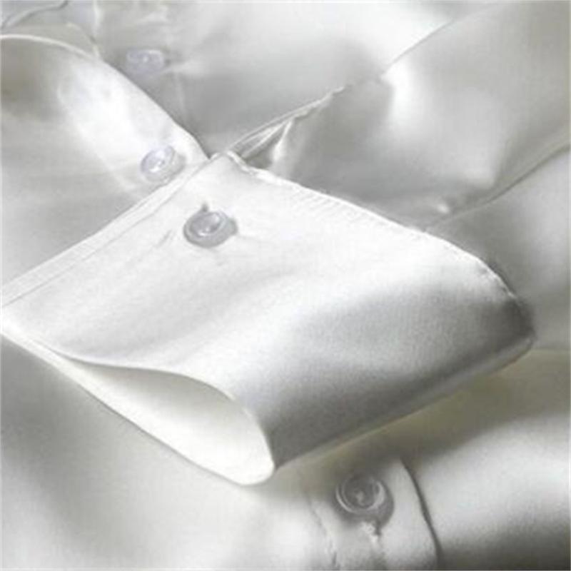 Jaro podzim klopa saténové halenky jednobarevná bílá černá košile s dlouhým rukávem dámská zelená halenka do kanceláře Módní top