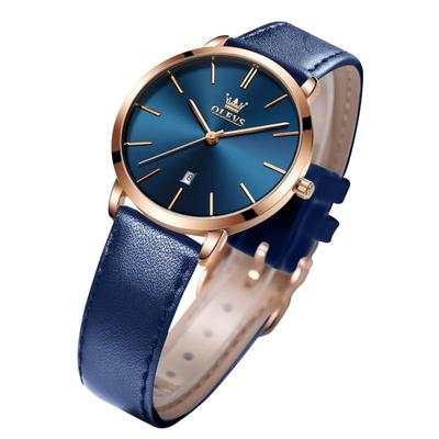 Quartz Leather Date Water Small 33mm Commuting Watch for Women Women's Watch, Ultra-Thin 6.5mm, Lightweight, Strap, Display, Resistant, Size,