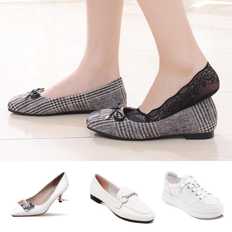 5 Pairs Lace Boat Socks Women Shallow Mouth Summer Thin Silicone Non-slip Breathable with Invisible Socks