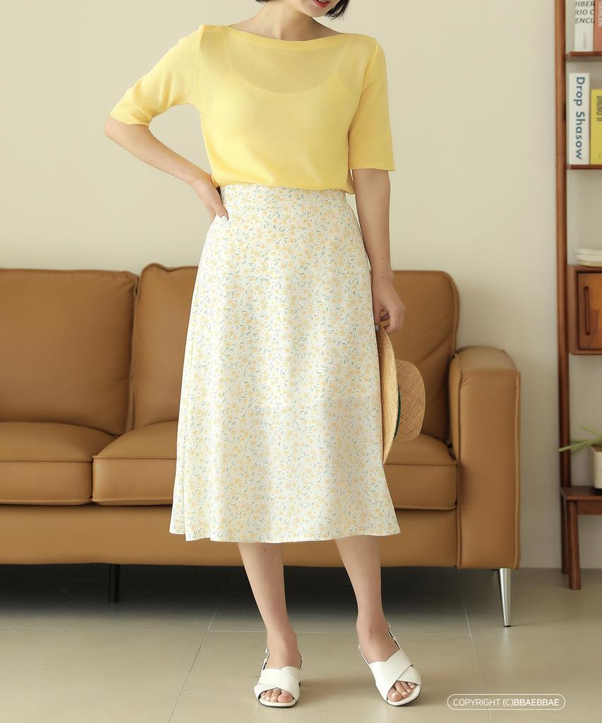 Ppaeppae Back Elastic Flower Long Skirt