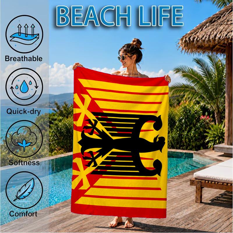 Asciugamano da Spiaggia con Emblema dell'Aquila della Germania, Asciugatura Rapida, Facile da Curare, Adatto Sia per il Fitness che per le Vacanze al Mare, Essenziale per lo Sport