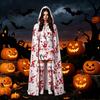 Versatile Horror Themed Party Wear Halloween Blood Print Costume for Women, Scary Apron, Hooded Creepy Secret Room Escape Cloak, Stockings Outfits