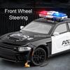 1:32 Scale Charger Toy Models Miniature Police Cars Alloy Diecast with Light Music Rubber Tires Vehicles Boys Educational Toys
