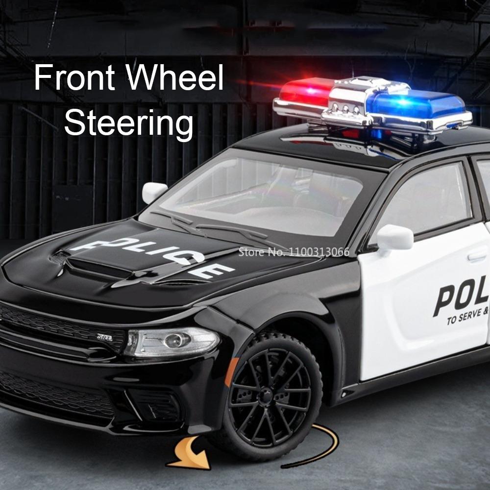 1:32 Scale Charger Toy Models Miniature Police Cars Alloy Diecast with Light Music Rubber Tires Vehicles Boys Educational Toys