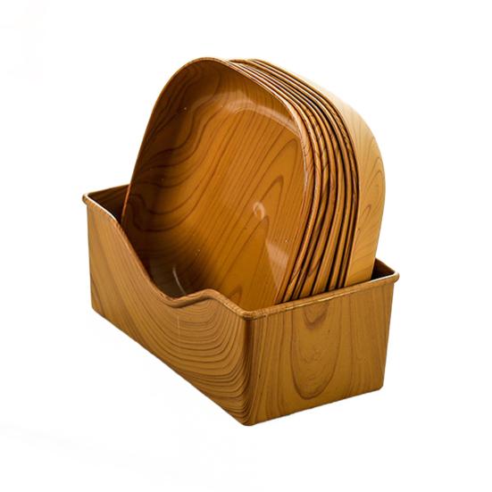 Bone Spitting Dish Imitation Wood Grain Serving Trays Japanese-Style Plastic Fruit Bowl Stackable Salad Tray Kitchen Organizer