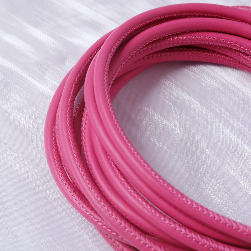 PU Leather Round Handle Strap with Lock Edge Stitching - DIY Traction Weaving Ornament E18