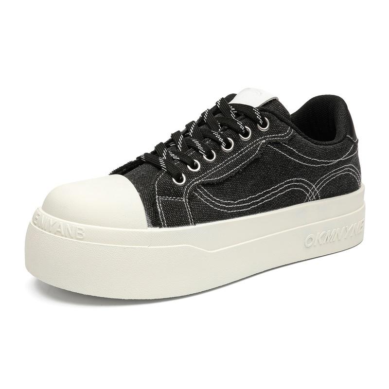 Men Canvas Thick Sole Board Sneakers Breathable Height Boost Casual Shoes for School Walking Travel and Streetwear Sizes 39-46