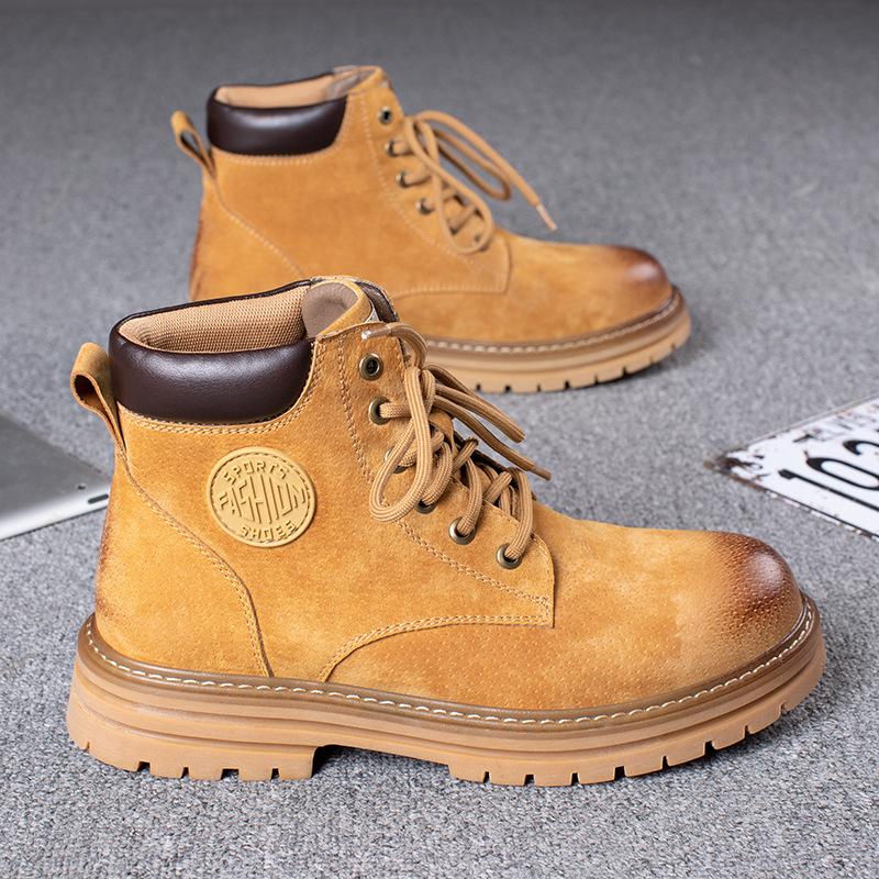 Fashion British Pigskin Men's Platform Boots Designer Soft-soled Velvet Warm Winter Ankle Boots Male Fashion Luxury Work Shoes for Men