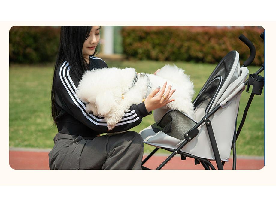 Leichter faltbarer Haustierkinderwagen für kleine Hunde und Katzen, mit Sonnenschirm und Funktion für Spaziergänge im Freien