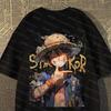 Summer Japanese Gesture Luffy Loose Y2K Cotton Short-sleeved T-shirt Men's and Women's Oversize Fashion Bandai Cosplay Tshirt