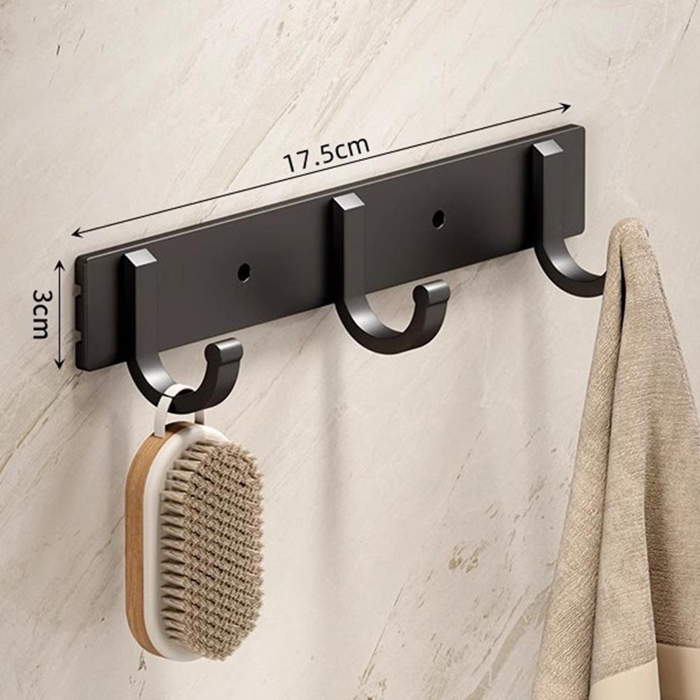 Aluminum Alloy Wall Mounted Hook Rack Strong Adhesive Space Saving Towel Rack Hook Heavy Duty Load Bearing 3-8 Hooks