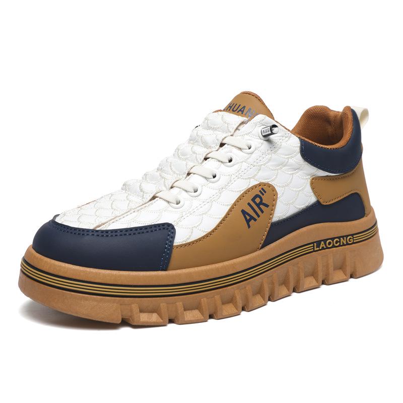 Men's Waterproof Leather Slip-on Casual Sneakers, Autumn Fashion, Versatile Thick-soled Sport Shoes