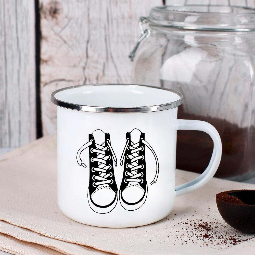 

Девушка Печать Простые эмалированные кофейные кружки Творческая вечеринка Пиво Напиток Сок Кола Чашки Офис Дом Завтрак Молоко Кружка Друг Лучшие подарки 360ML