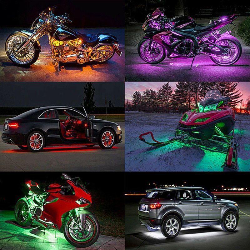 Motorcycle Car Atmosphere Foot Light RGB APP LED Remote Control Flexible Waterproof Sound Control 12V Moto Decorative Lamp Strip
