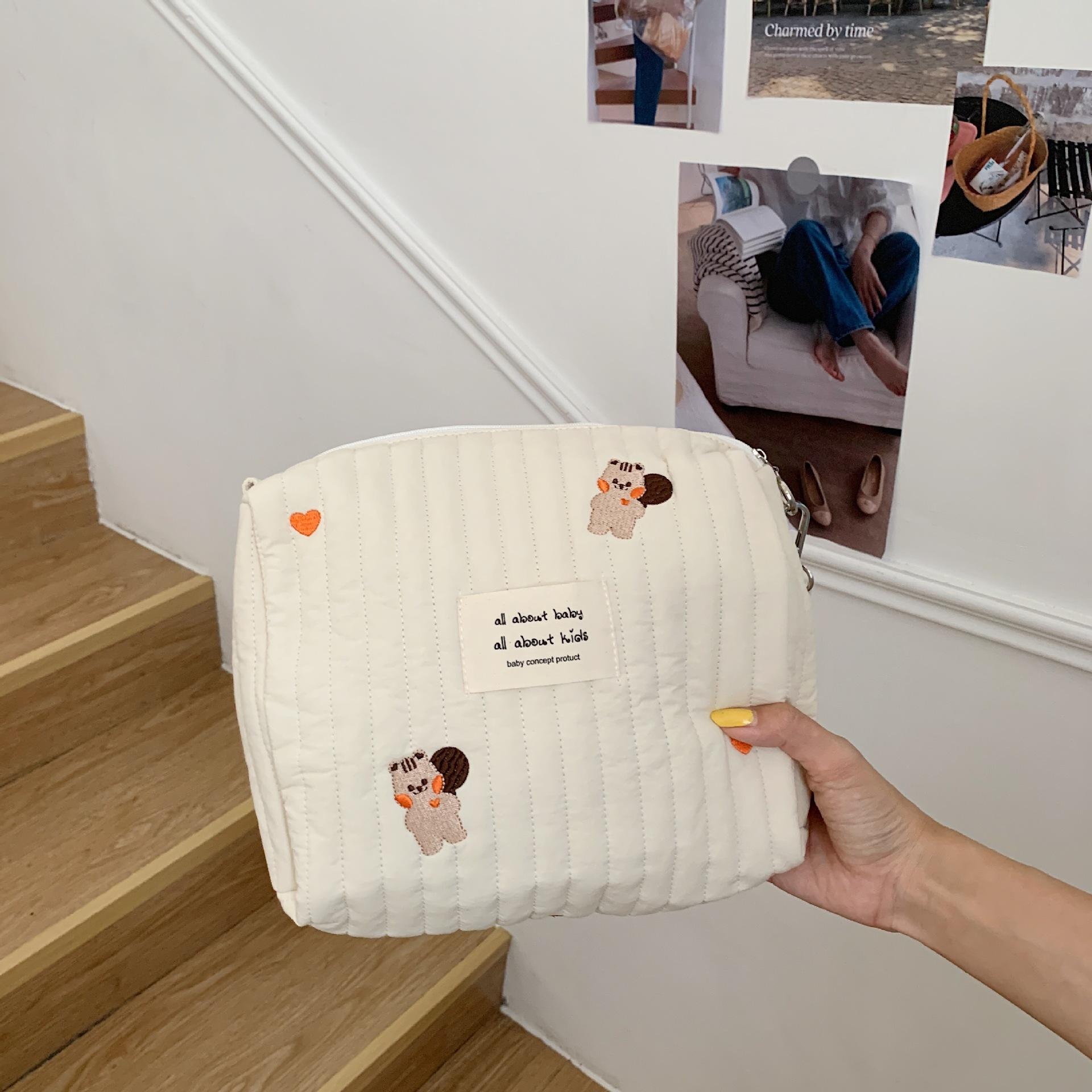 

Хлопковая портативная сумка для хранения на молнии с вышивкой, сумка для подгузников, многоразовый органайзер для подгузников и гигиенических прокладок, сумки для коляски, косметичка