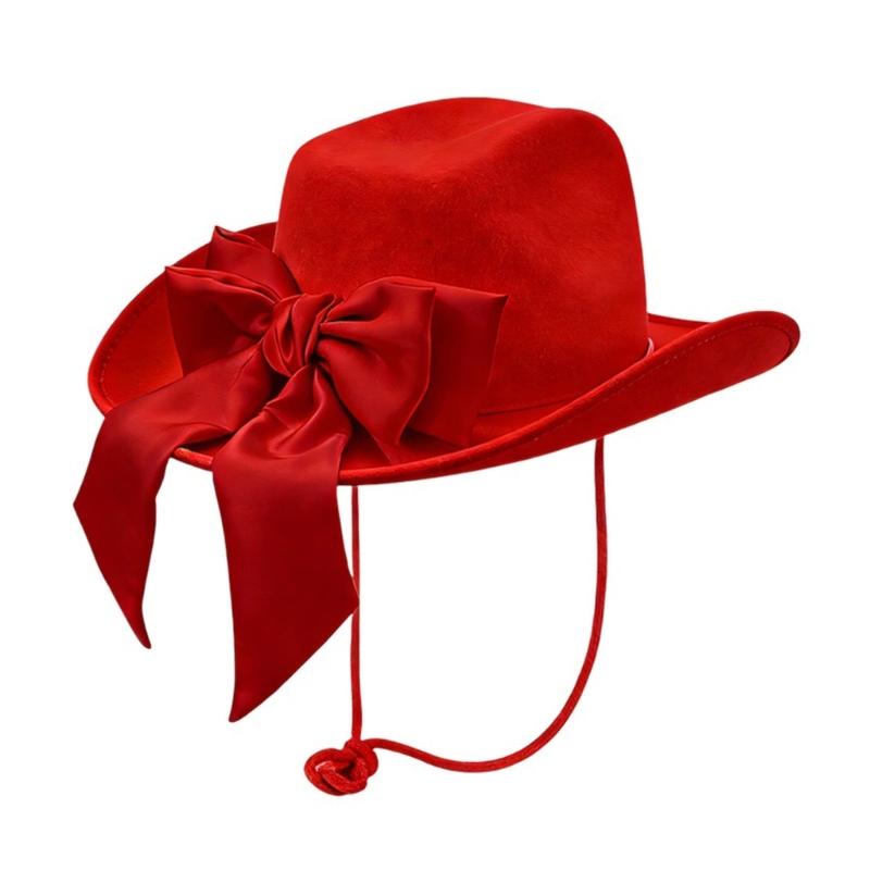 

Lovely Western Theme Hat For Women Bride Bachelorette and Carnivals Parties Stage Show Photography Accessory Headpiece красный