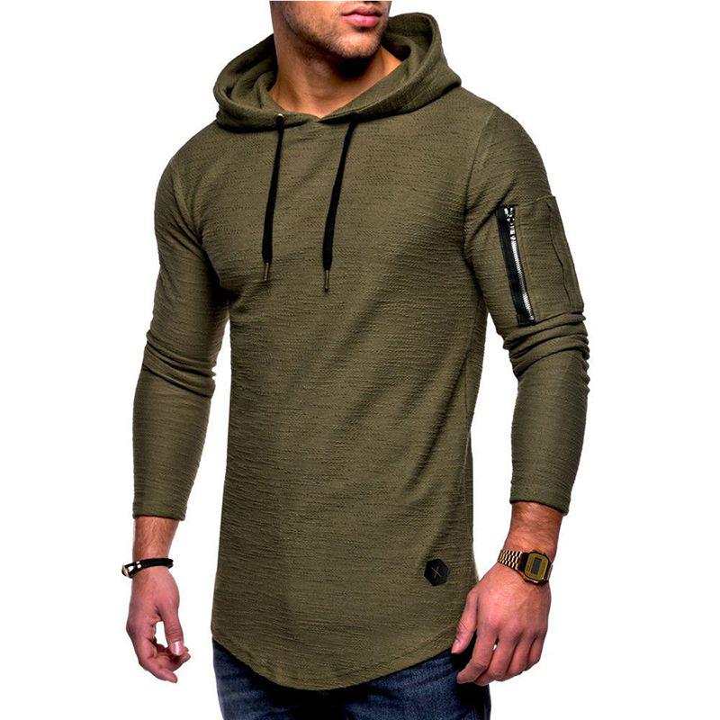 Slim Gym Mens Fit Hoodie Long Sleeve Muscle Tee Tshirt Tops Sweatshirt Blouse